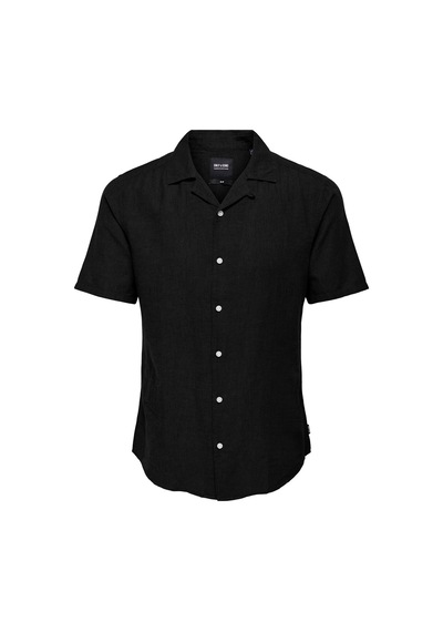 Only & Sons Onscaıden Lıfe Ss Solıd Resort Lınennoos Erkek Black Gömlek - 22025116 Black 1