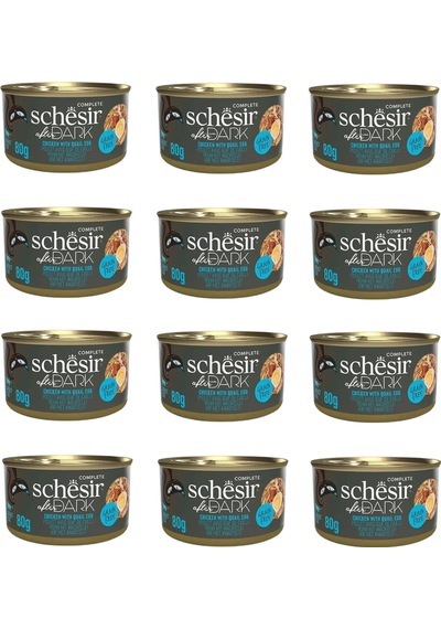 Schesir After Dark Parça Etli Tavuk Ve Bıldırcın Yumurtalı Kedi Konserve 80 Gr. X 12 Adet