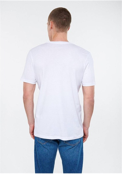 Mavi M066841-620 Beyaz Erkek Mavi Baskılı T-shirt Beyaz