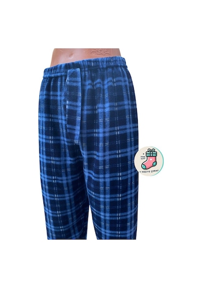 Cepsiz Kışlık Polar Kadın Pijama Altı Tek Alt Je32 - Çorap Hediye Mavi