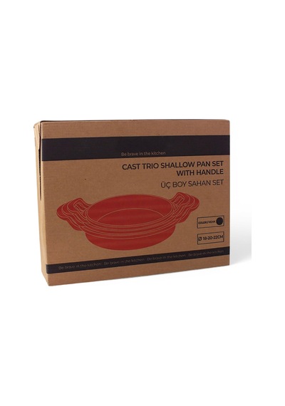 3'lü Döküm Sahan Seti, 3'lü Yumurta, Omlet Tavası, 3 Boy Döküm Siyah Granit Sahan Tava 22cm-20cm-18cm Çok Renkli