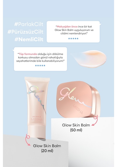 Parlak Ve Pürüzsüz Görünüm Sağlayan Nemlendirici Makyaj Bazı Mıssha Glow Skin Balm 20ml