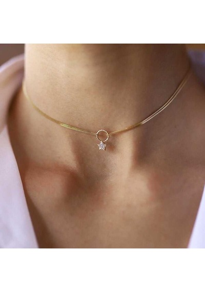 Yıldızlı Choker Kolye Sarı