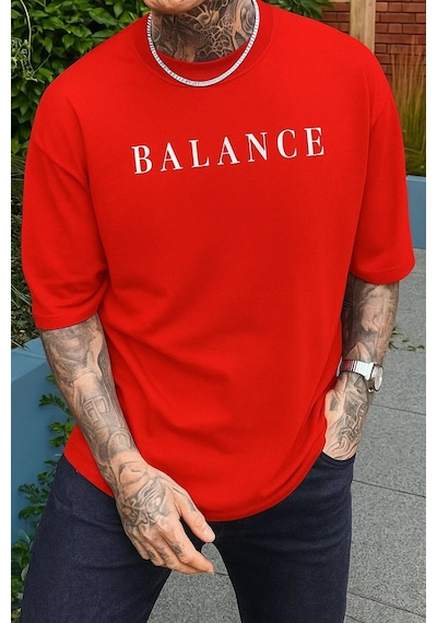 Balance Baskılı Unisex Tshırt Kirmizi