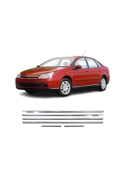 Citroen C5 Uyumlu 2008-2018 Krom Cam Çıtası 6 Parça Paslanmaz Çelik