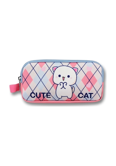 Ümit Çanta Beyaz Pembe Love Cute Cat Desenli Kalem Çantası - Kız Çocuk - 5026 Beyaz - Pembe