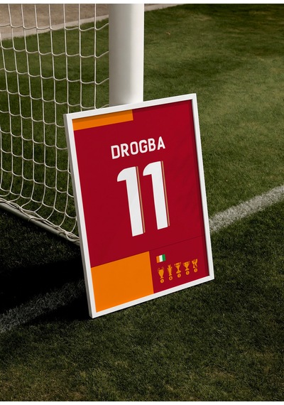 D.drogba 11 Poster Tablo Beyaz Çerçeveli