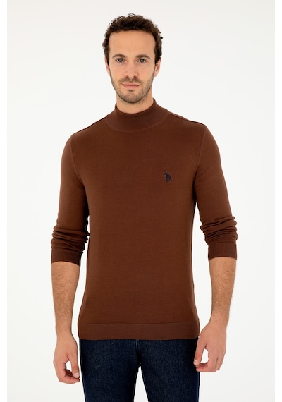 U.S. Polo Assn. Erkek Slim Fit Yarım Boğazlı Kahverengi Basic Kazak 50293499-VR029 U.S. Polo Assn. Erkek Slim Fit Yarım Boğazlı Kahverengi Basic Kazak 50293499-VR029