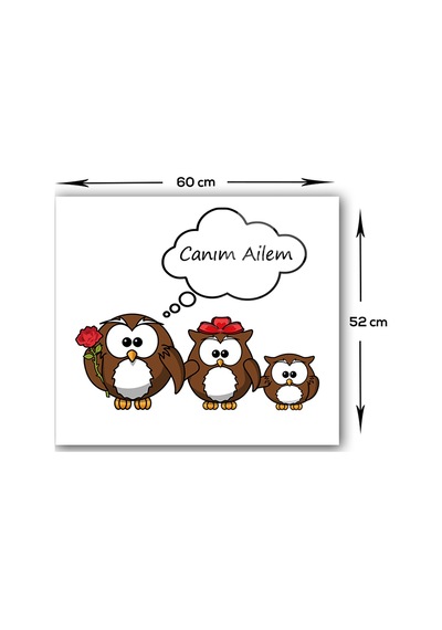 Decorita Sevimli Baykuş Ailesi | Ocak Arkası | 52cm x 60cm