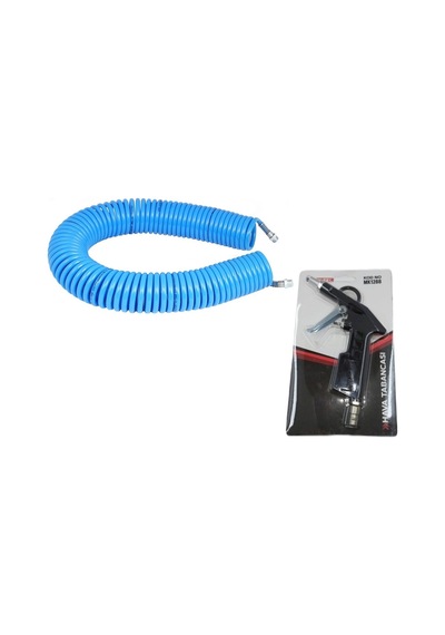 SPİRAL KOMPRESÖR HAVA HORTUM VE TABANCA 15 METRE TABANCALI