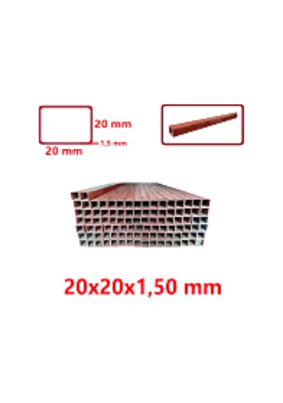 20x20x1.5mm Profil Astar Kırmızı Boyalı 1 Metre