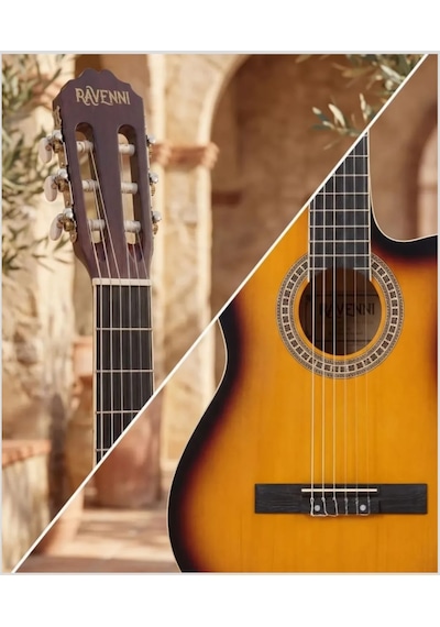 Ravenni Rcg-120 4/4 Klasik Gitar Tam Boy Kesik Kasa Kılıf+penaseti+kapo Hediyeli Sunburst