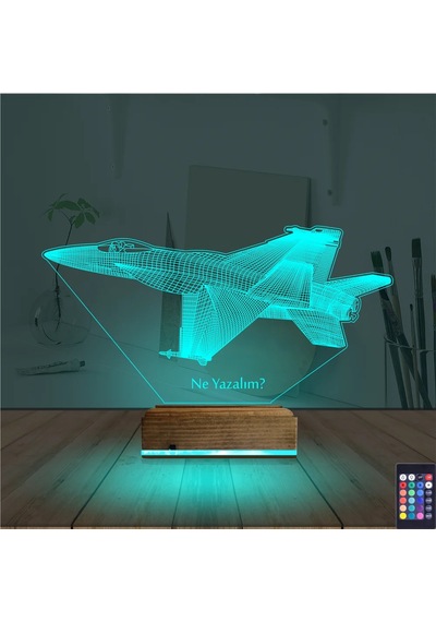Luvivia Uçak Pilot Kişiye Özel 3d Lamba - Masa Gece Lambası V3 Şeffaf
