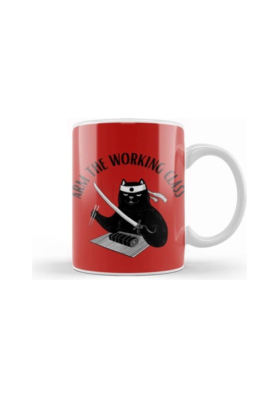 Arm The Working Class Ninja Cat Arm Gift Kupa Bardak Porselen Karışık