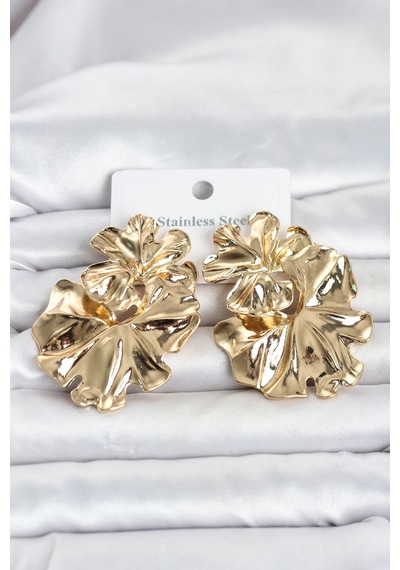 316l Çelik Gold Renk Lotus Model Kadın Küpe 6413405