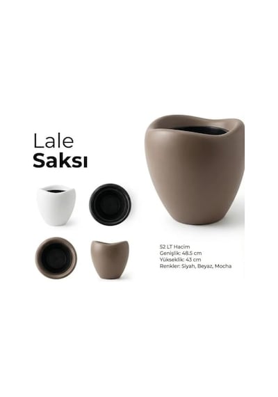 Ayrex So-lle Lale Saksı Dekoratif Modern Plastik İç Kovalı 52 Litre Diğer