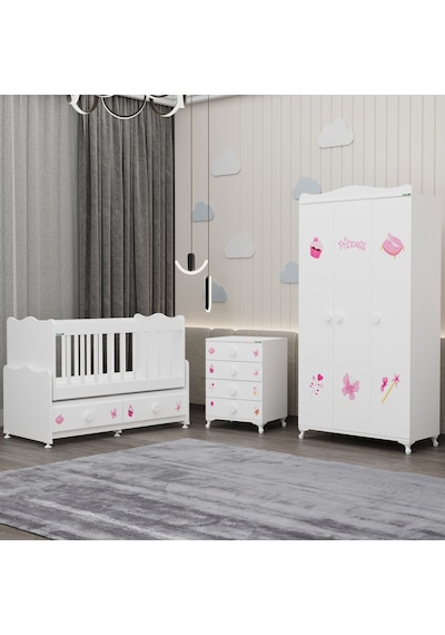 Elegant Yıldız 3 Bebek Odası Takımı - Prenses Beyaz