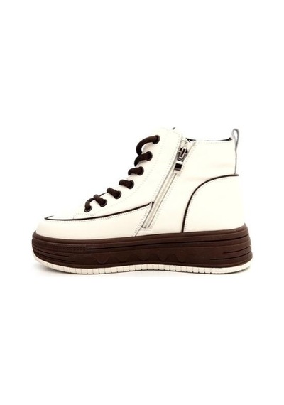 Guja 25k335 Kadın Hakiki Deri Parçalı Kısa Boyunlu Sneaker Bot Bej