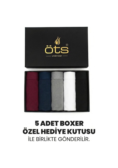 JUST INNER Öts Premium Erkek 5 Li Modal Boxer Modal Hediye Kutulu Ultra Yumuşak Modal Kumaş Esnek Kalıp Ve Kaliteli Esnek Ve Konfor Renkli