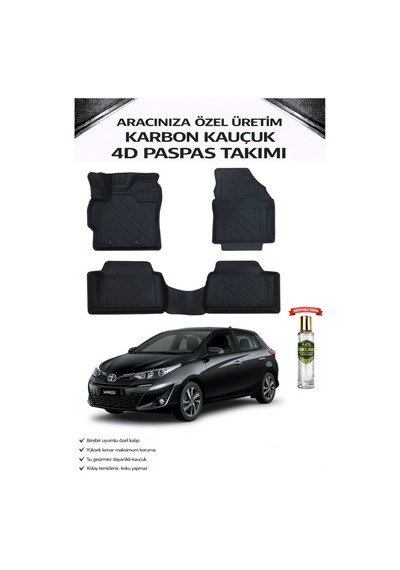 Toyota Yaris 2020 Model Aracınıza Özel Karbon Kauçuk Paspas Takımı