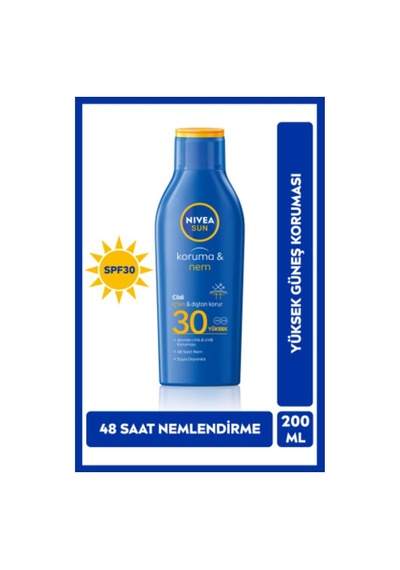 Sun Spf30 Koruma Ve Nemlendirici Güneş Koruyucu Vücut Losyonu 200ml, Suya Dayanıklı, Uva Uvb