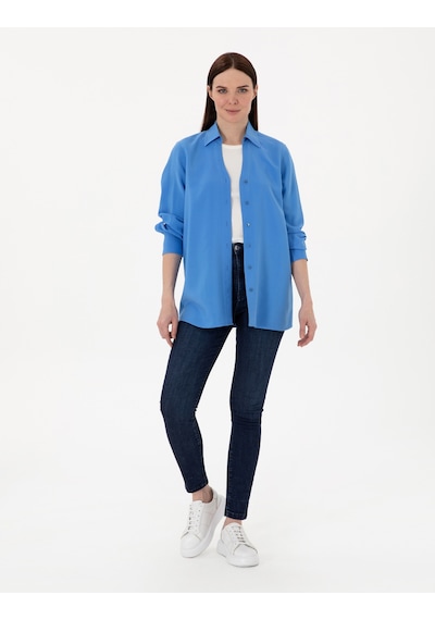 Pierre Cardin Kadın Mavi Gömlek Desenli 50311566-vr036 Mavi