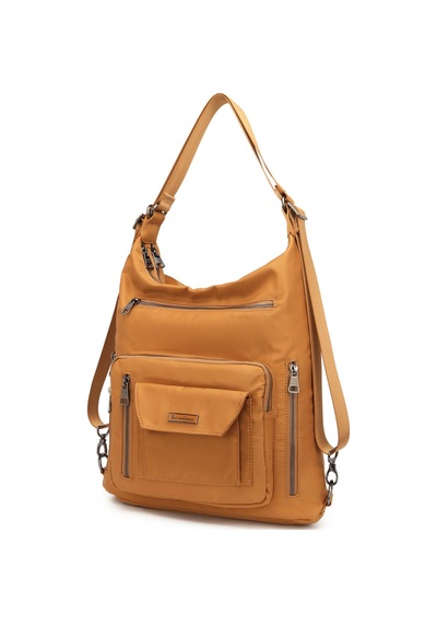 Saten Kumaş Hem Sırt Hem De Omuz Çantası 2129 Camel