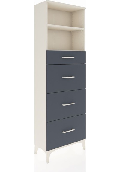 Arges Dolap 2 Raflı 4 Çekmeceli 60x30x182 Aytaşı-antrasit Aytaşı