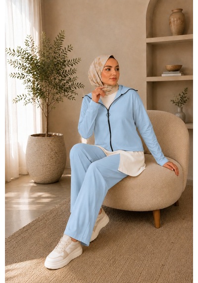 Unika Boutique Kadın Oysho Fermuar Detaylı 3 Lü Takım mavi