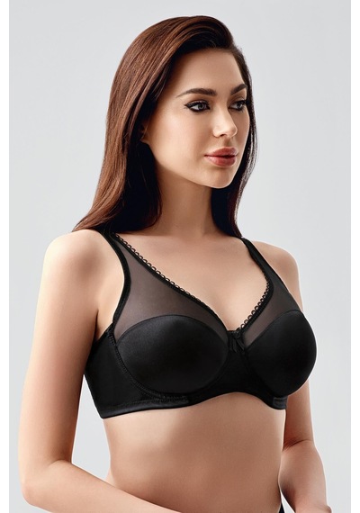 New Bra Kadın C Kap Balenli Tül Detaylı Toparlayıcı Sütyen Siyah 2304 Siyah