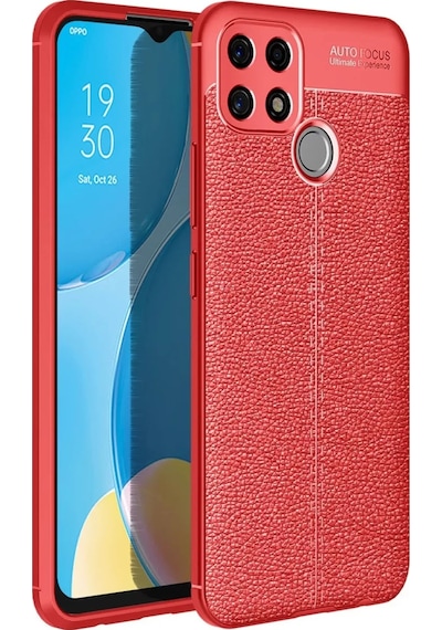 Newface Oppo A15 Kılıf Auto Focus Kapak - Kırmızı