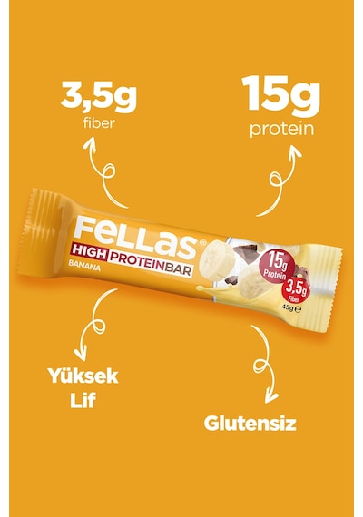 Fellas Yüksek Protein Bar - Muzlu 45 G  x 12 Adet