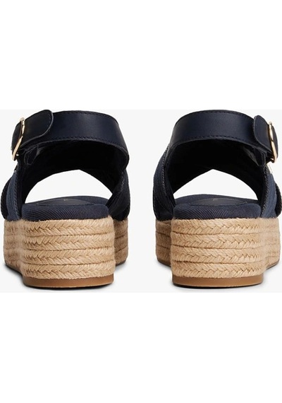 Tommy Hilfiger Denım Espadrılle Platform Sandal Siyah