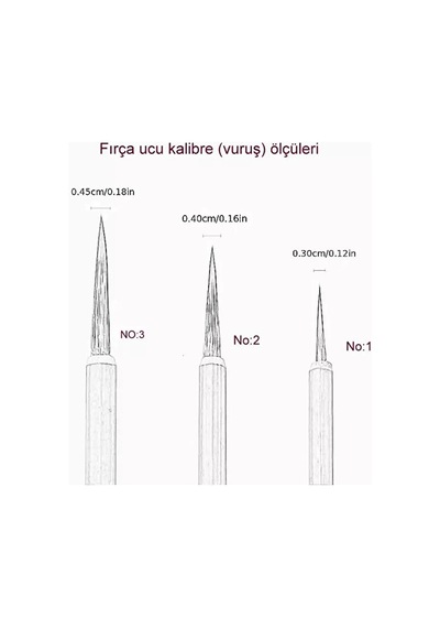 Tahrir Fırça Seti 3 Adet, 1-2-3 Numara 1. Kalite- Çini, Seramik, Tezhip, Minyatür,boyama Sanatları