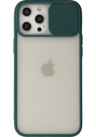 Apple iPhone  Uyumlu,  12 Pro Max Kılıf Palm Buzlu Kamera Sürgülü Silikon - Yeşil