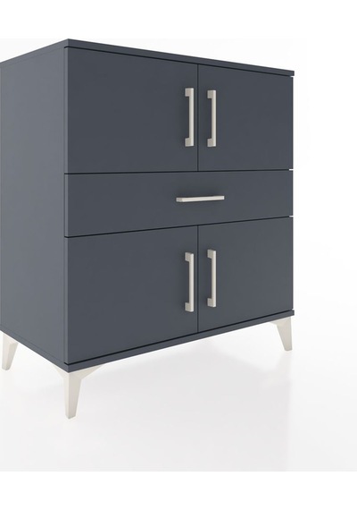 Hyperion Şifonyer 3 Raflı Tek Çekmeceli 4 Kapaklı 88x44x96 An... Antrasit Hyperion Şifonyer 3 Raflı Tek Çekmeceli 4 Kapaklı 88x44x96 An... Antrasit