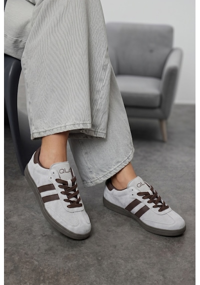 V.S.H Velvet Kadın Gri Süet Kadın Retro Spor Ayakkabı Te02-2444