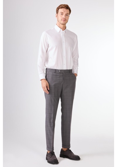 Dufy Erkek Regular Fit Sivri Yaka Gri Takım Elbise-18758