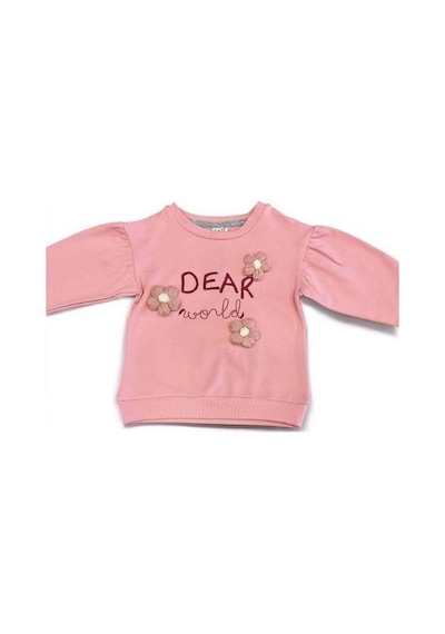 Kız Çocuk Dear Yazılı Pamuklu Eşofman Takım-14291 Pudra