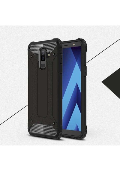 Ekılıf - Samsung Galaxy J8 Uyumlu Kılıf Çift Katman Zırh Tank Crash Military Kapak - Gold