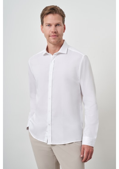 Morven Erkek Beyaz Pamuk Trend Slim Fit İtalyan Yaka Gömlek 25mc004048600 Beyaz Beyaz