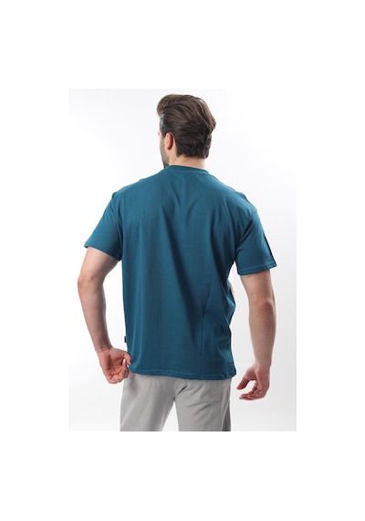 Madmext Petrol Mavisi Overfit Garnili Erkek T-shirt E7104 Petrol Mavisi