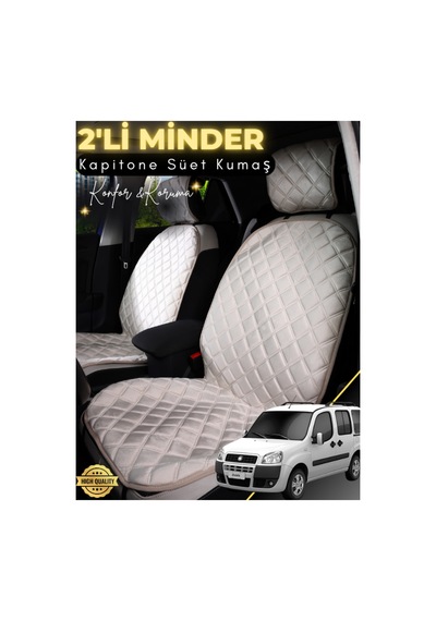 Fiat Doblo Uyumlu 2'li Süet Oto Koltuk Minderi Terletmez Universal Oto Koltuk Kılıfı A8 Bej