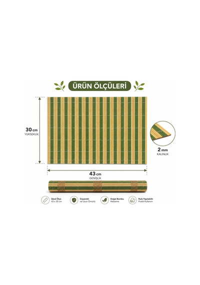 Lexroo Bambu Amerikan Servis Sofra Altlığı 43 X 30 Cm 2 Mm Kalınlık Rulo - Tekli, Karışık Renk Çok Renkli