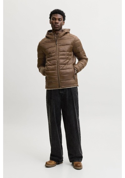 Jack & Jones Jjekıngsley Erkek Kapüşonlu Hafif Şişme Mont Puffer Günlük Rahat Kahve