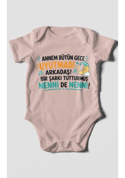 Morivokids Anneye Özel Kısa Kollu Bebek Body %100 Pamuk Zbn194-kk Pastel Pembe
