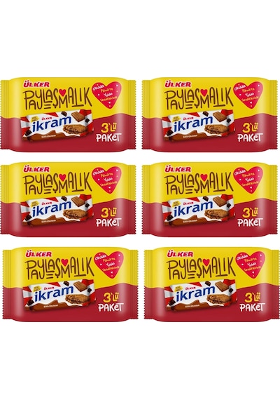 Ülker İkram Çikolata Kremalı Bisküvi 6'lı 3 x 84 G