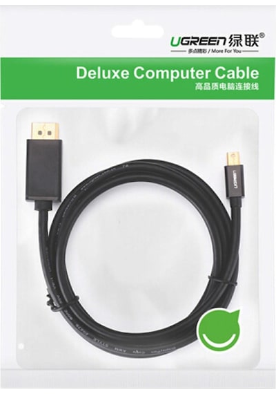 Ugreen 4K 60Hz / 2K 144Hz Mini DisplayPort to DisplayPort Dönüştürücü Kablo 1.5 Metre Siyah