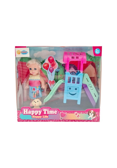 Kaydıraklı Mini Bebek Seti 12 Cm Sevimli Köpek Figürlü Kız Çocuk Evcilik Oyunu