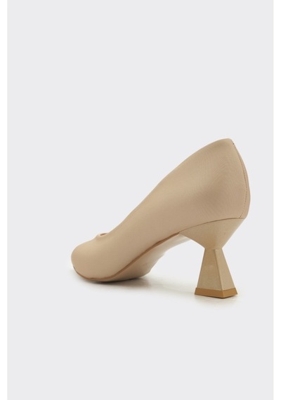 Derinet Kısa Topuk Saten Kadın Stiletto Ten Saten Ten Saten